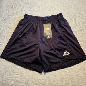 Adidas boys size Medium black & white athletic soccer Ref shorts liners NWT
